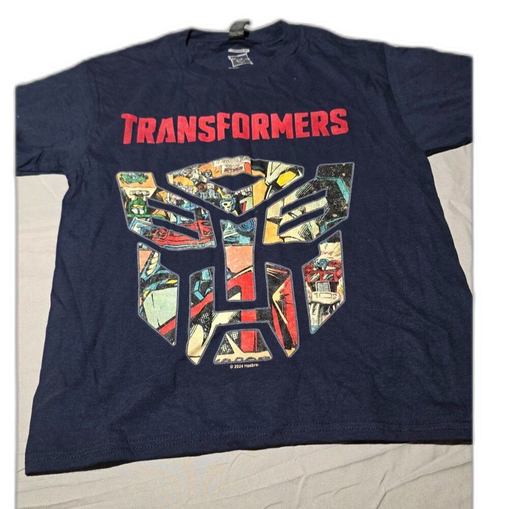 Transformers Autobot Shield Comic Graphic T-Shirt Navy Blue Youth Medium M 10/12